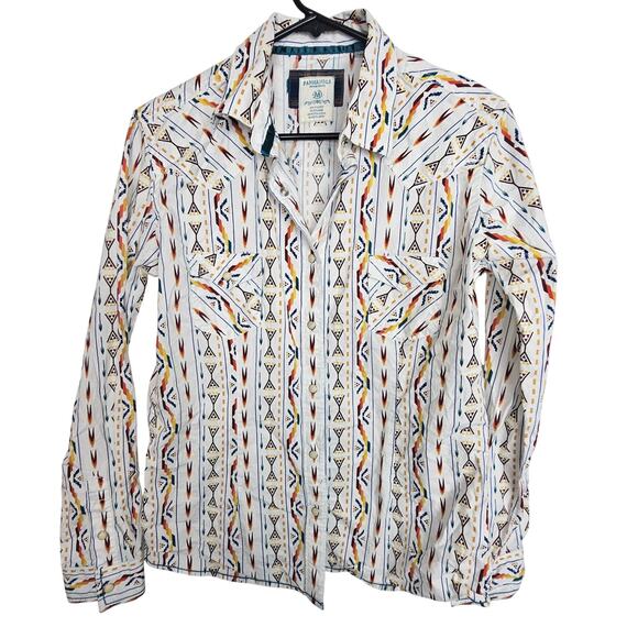 Panhandle Rough Stock Western Shirt Snap Front Southwestern Print Women M - Picture 1 of 7